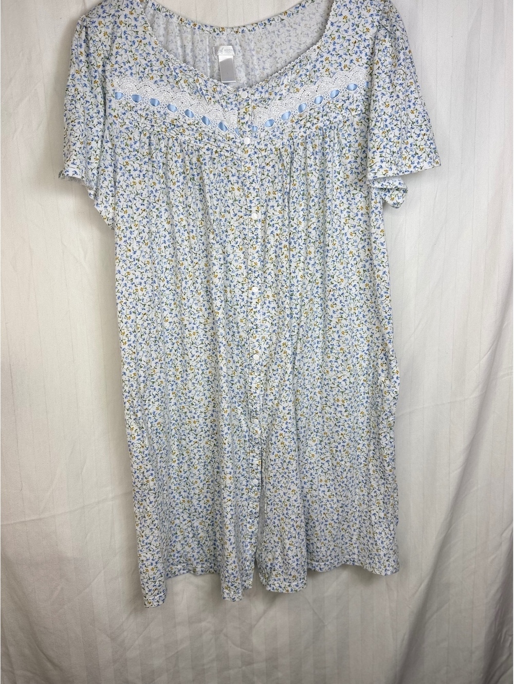 Adonna Floral Snap Front House Dress Nightgown with Pockets